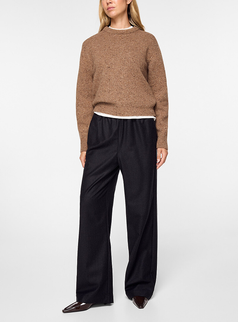 Taupe wool crew-neck sweater product image 2
