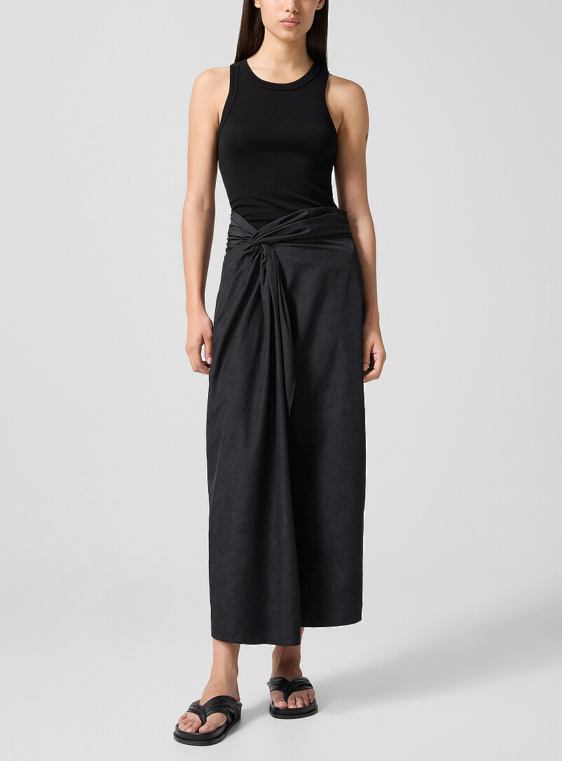 Crackled-texture sarong skirt product image (primary)