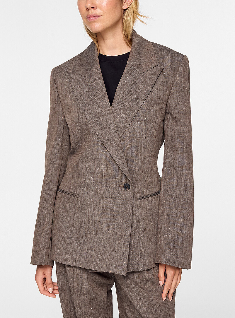 Hourglass heathered taupe wrap blazer product image (primary)