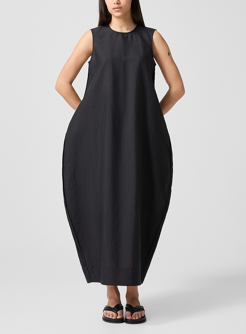 Sand silk-and-linen dress product image (primary)