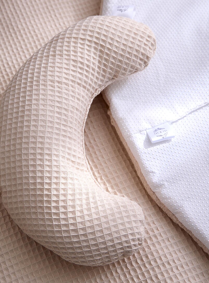&Egrave;ve & Jul: Le duo tapis d'&eacute;veil et coussin gaufr&eacute;s Enfant Ivoire - Beige cr&egrave;me