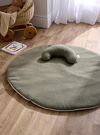 &Egrave;ve & Jul: Le duo tapis d'&eacute;veil et coussin gaufr&eacute;s Enfant Gris