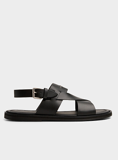 BALLY: La sandale &eacute;pur&eacute;e brides crois&eacute;es Noir pour homme