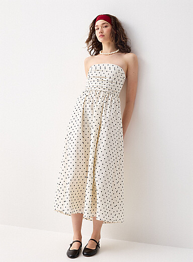 Polka-dotted maxi tube dress