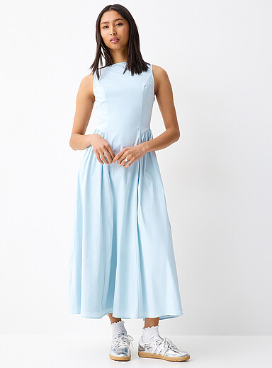 Fitted poplin maxi dress