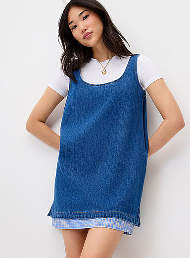 La robe denim accent carreaux