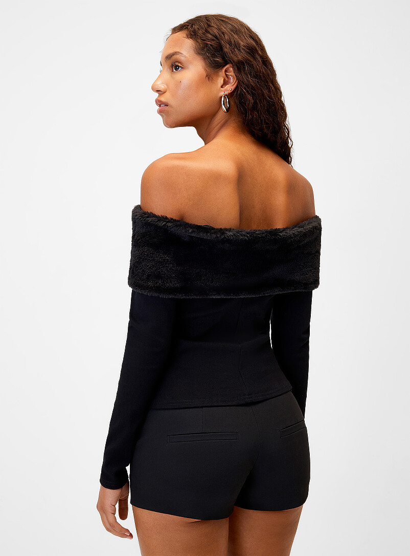 Marilyn collar faux-fur T-shirt product image 3