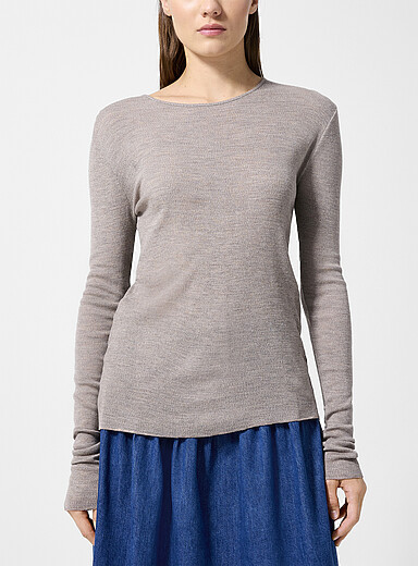 Skall Studio Taupe Amy 100% merino wool T-shirt for women