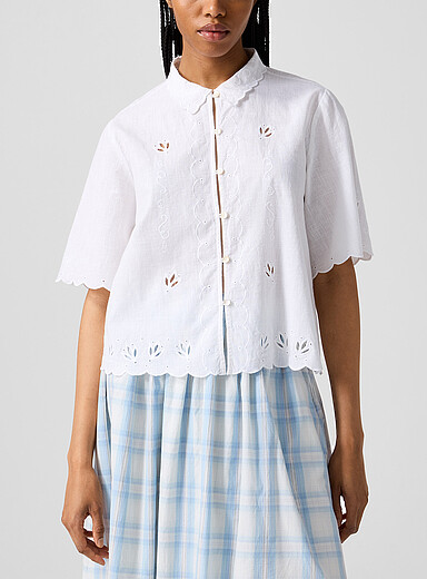 Skall Studio: La blouse en coton biologique et lin Clea Blanc pour femme