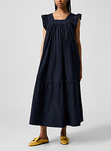 Skall Studio Navy/Midnight Blue Alina ruffled maxi dress for women