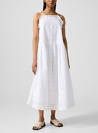 Skall Studio White Fiore checkered maxi dress for women