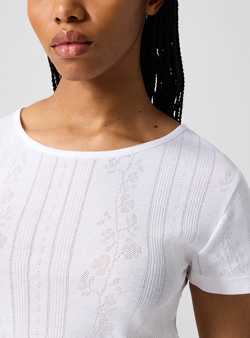 Anna Floral Pointelle T-Shirt