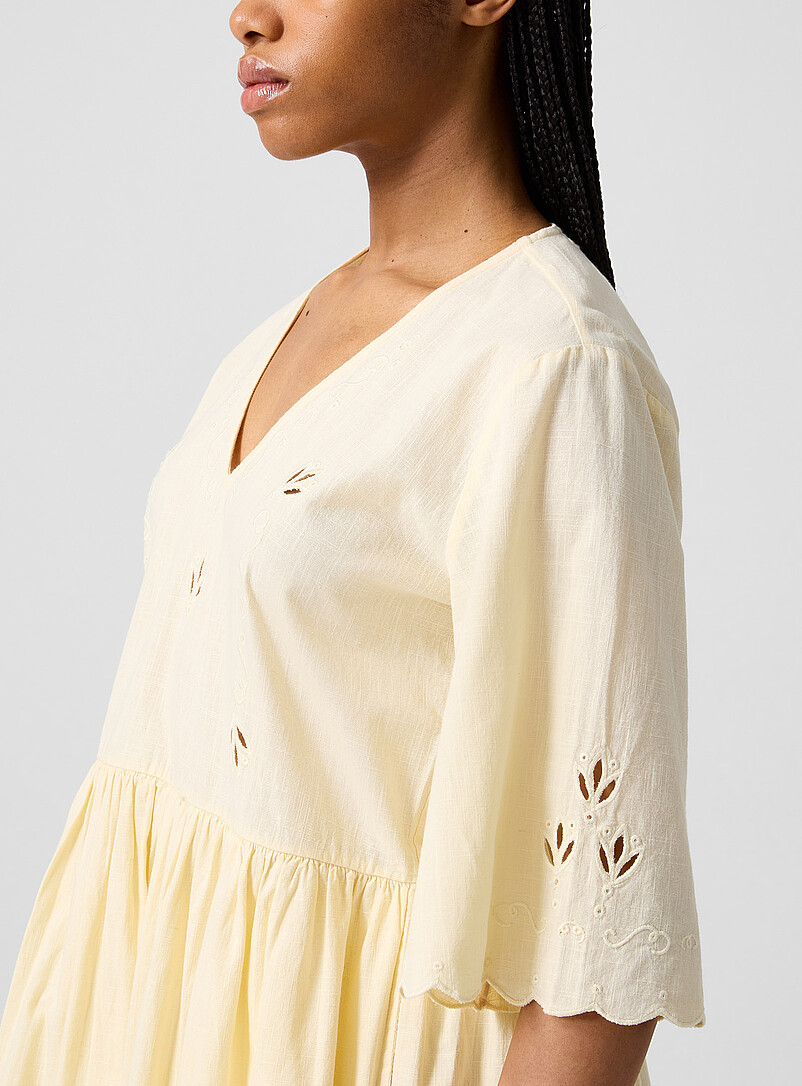 Floral cotton and linen V-neck dress product image 2