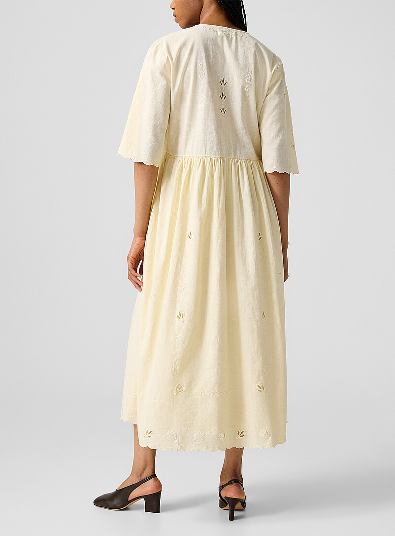 Floral cotton and linen V-neck dress product image 3
