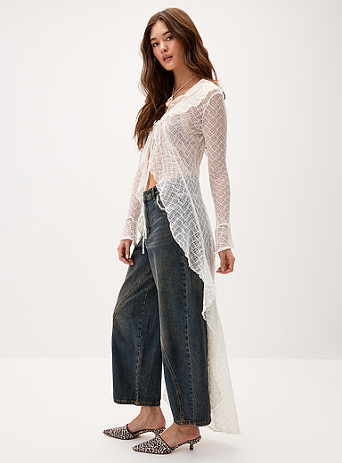 Le cardigan long &agrave; volant