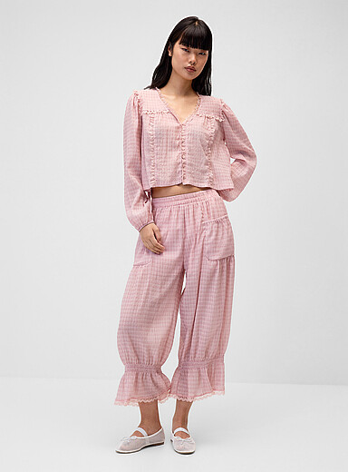 Twik: Le pantalon <i>bloomer</i> carreaux Vieux rose pour femme
