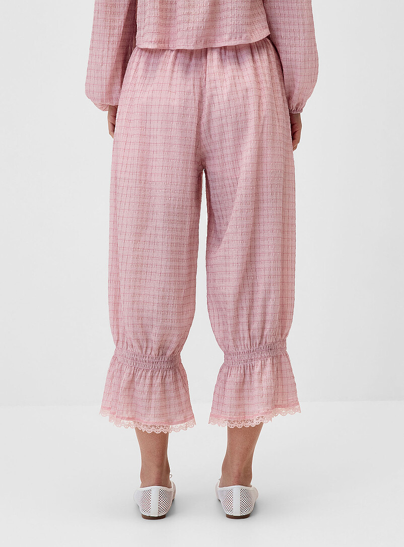 Twik Dusky Pink Checkered bloomer pant for women