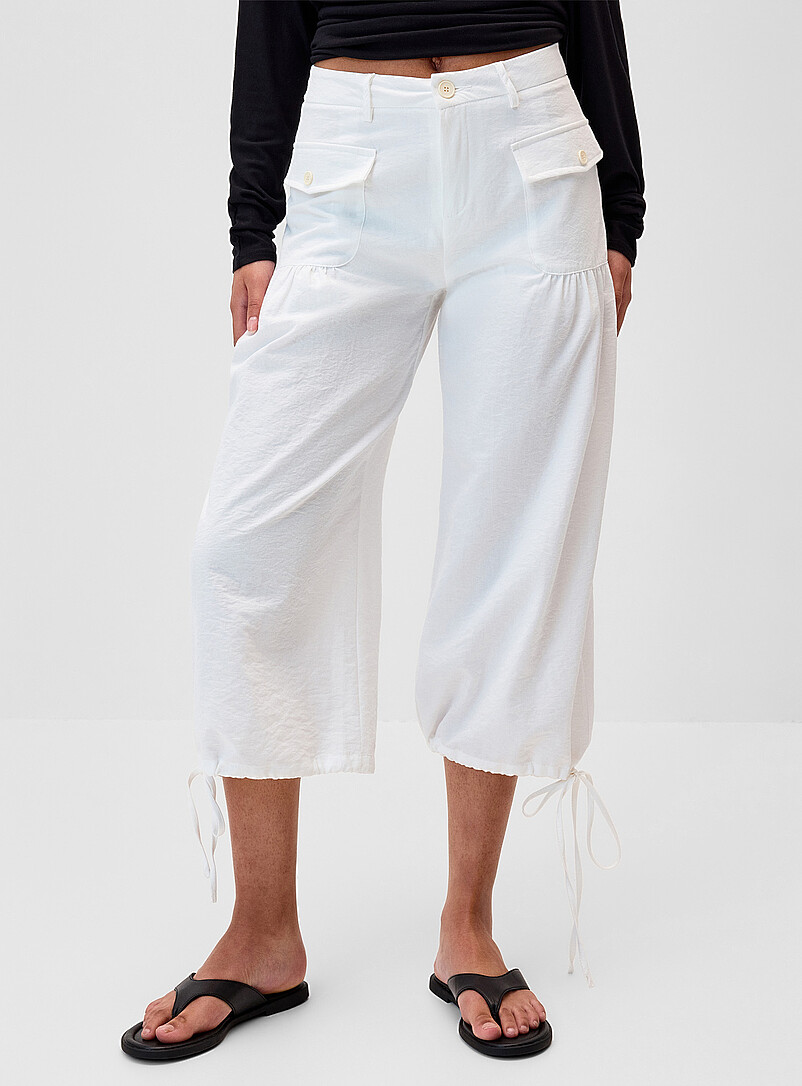 Twill wide-leg cropped pant product image 2
