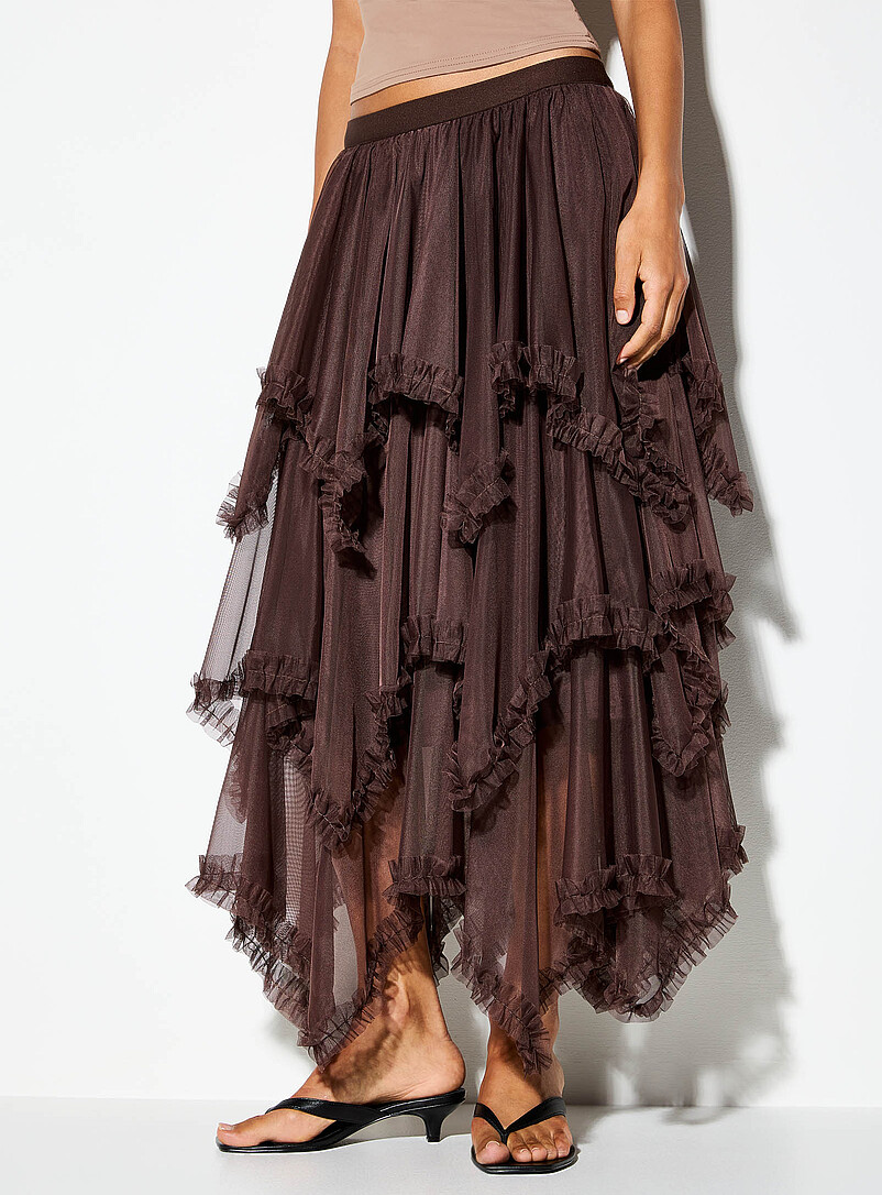 Ruffled asymmetrical tier midi skirt product image 2