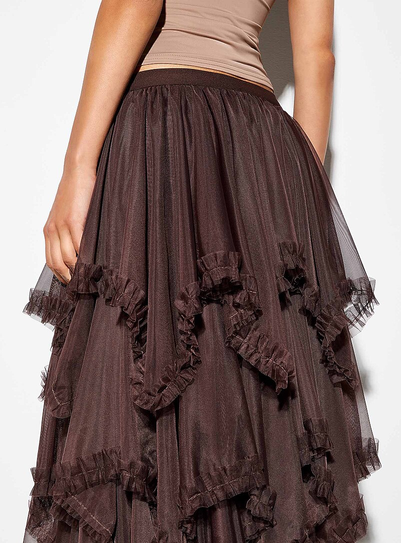 Ruffled asymmetrical tier midi skirt product image 3