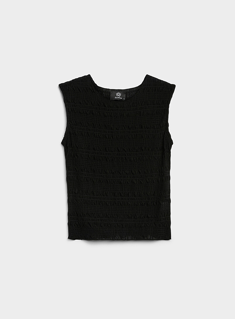 Smocked micromesh cami product image (primary)