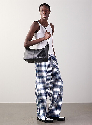 Gingham seersucker pant Loose fit