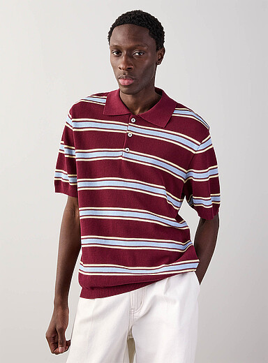 Two-tone stripe piqu&eacute; polo