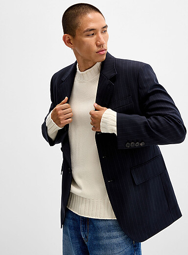 DUNST: Le veston ample rayures banquier Bleu marine - Bleu nuit pour homme