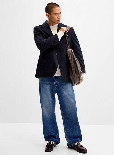 DUNST: Le jean bleu moyen d&eacute;lav&eacute; <b>Coupe relaxe</b> Bleu pour homme