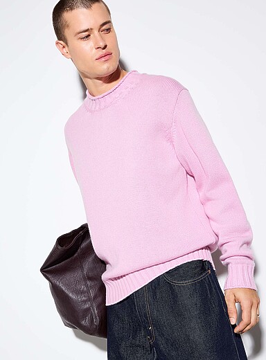 DUNST Pink Rolled mock-neck sweater for men