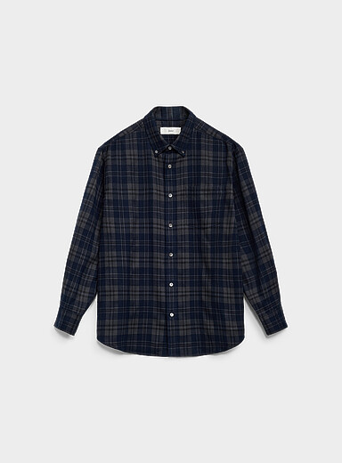 DUNST Indigo/Dark Blue Unisex plaid flannel shirt for women