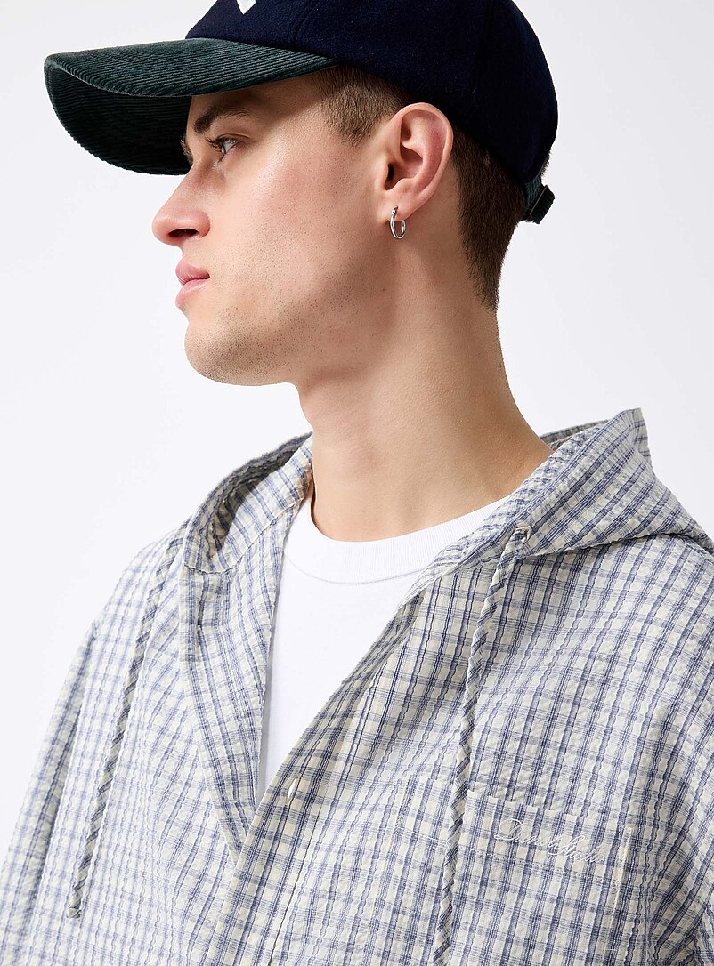Check seersucker hooded shirt product image 2