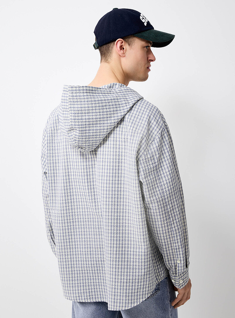 Check seersucker hooded shirt product image 3