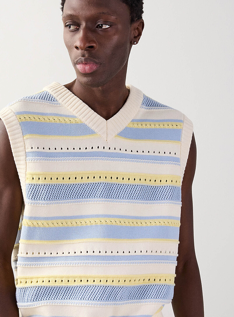 Openwork pastel stripe sweater vest product image 2