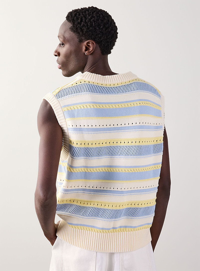 Openwork pastel stripe sweater vest product image 3