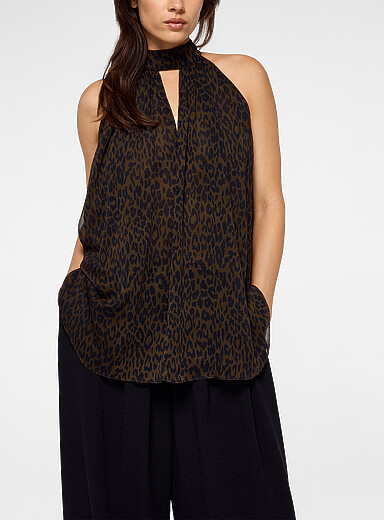Rotate: La blouse licou en cr&ecirc;pe l&eacute;opard L&eacute;opard pour femme