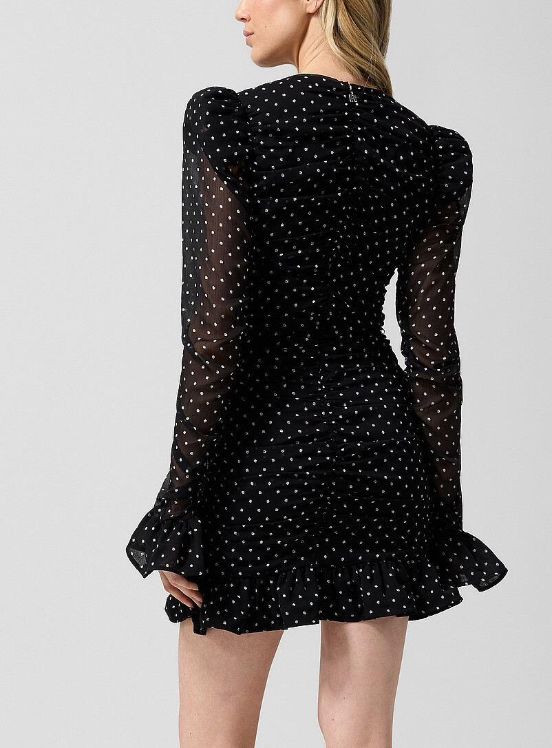 Polka-dotted ruched minidress | Rotate | Patterned | Simons