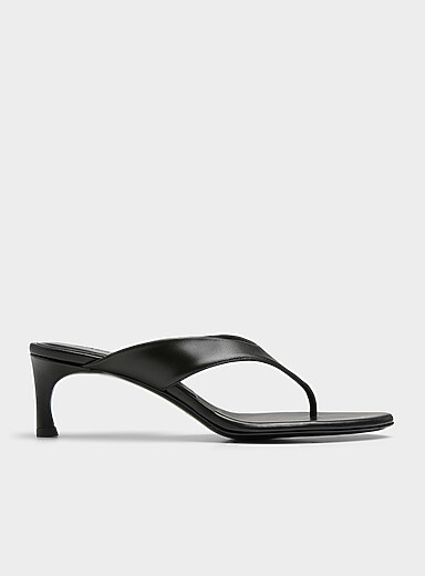 Kitten heel leather mule sandals