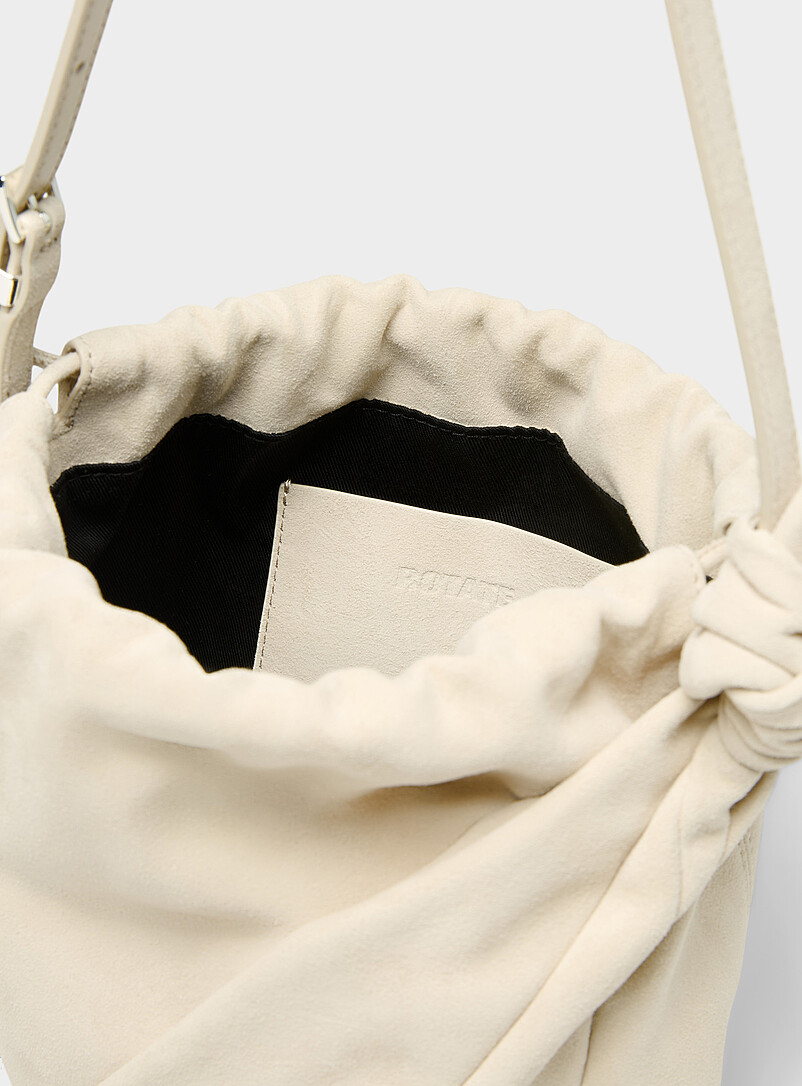 Rotate Ivory/Cream Beige Bon Bon suede handbag for women