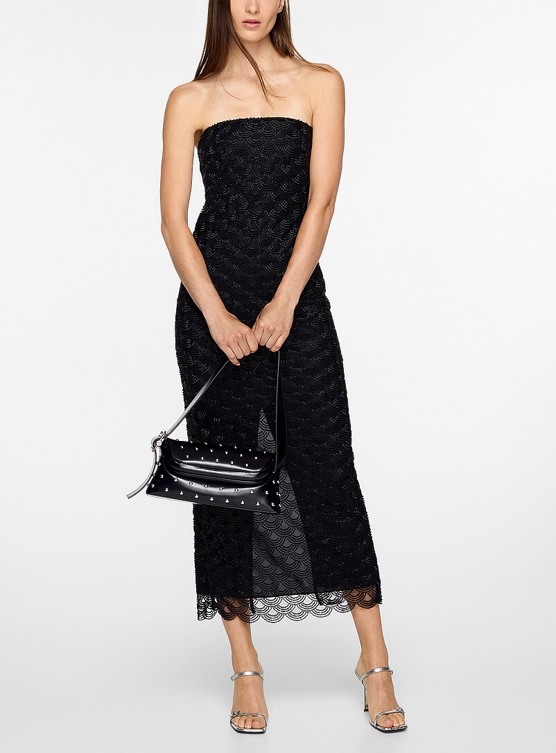 Scalloped bead embroidery midi tube dress product image (primary)