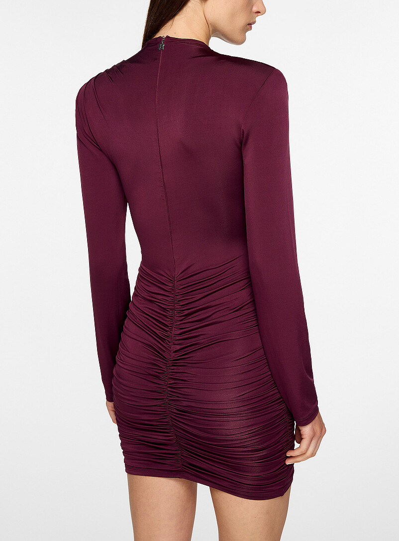Burgundy short draped dress product image 3
