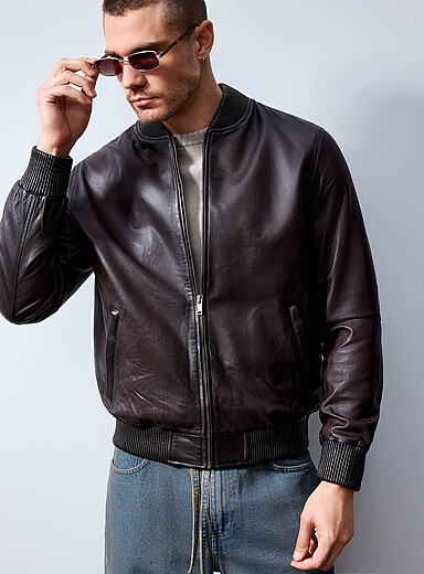 Le 31: Le bomber cuir espresso Chocolat - Espresso pour homme