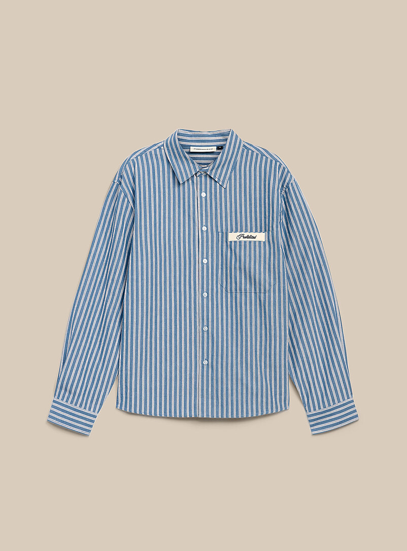 Prohibited Blue Vertical-stripe boxy shirt for men