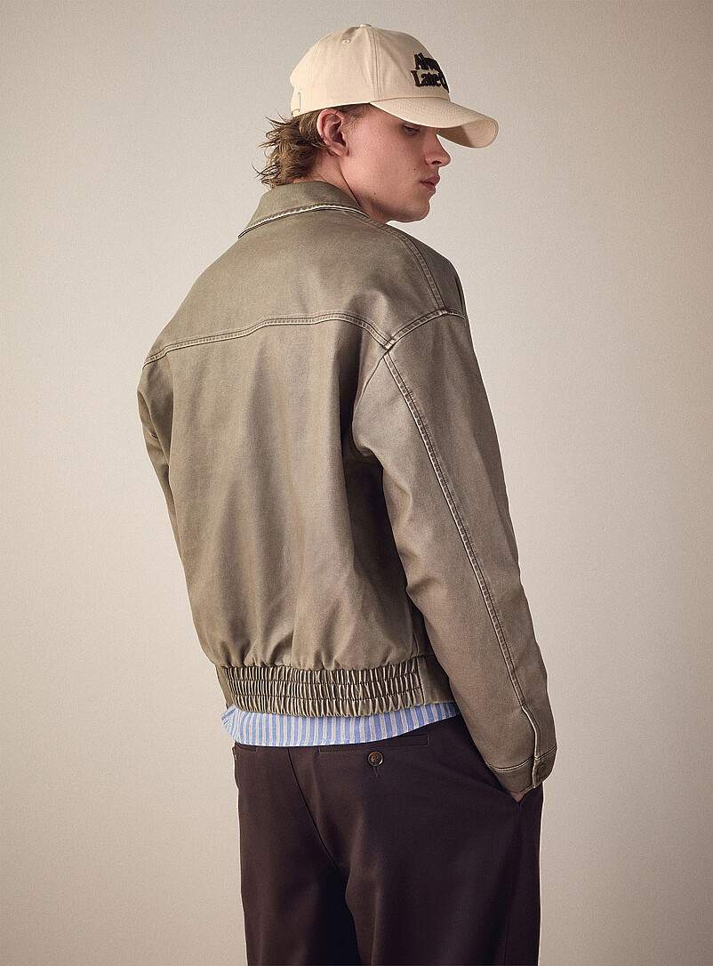Prohibited: Le blouson faux cuir brun vieilli Taupe pour homme