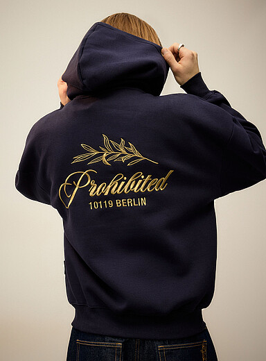 Prohibited Navy/Midnight Blue PB Leaf fleece-lined hoodie for men