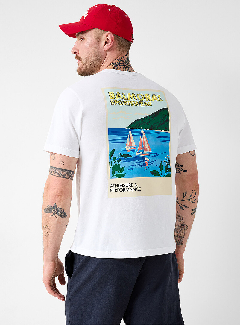 Balmoral: Le t-shirt imprim&eacute; nautique Athleisure Blanc pour homme