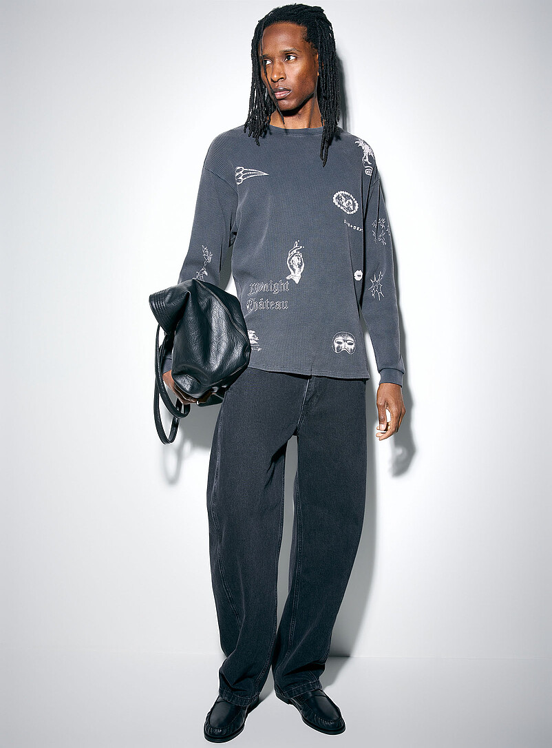 Mystical print waffle T-shirt | Duke + Dexter | Shop Men's Printed