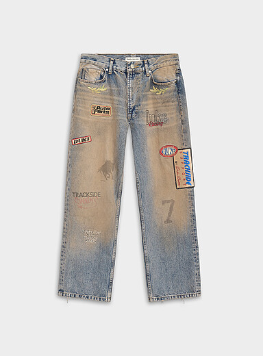 Duke + Dexter Blue Patches dusty jean Relaxed fit for men