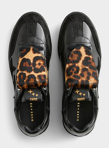 Plus Duke leopard-accent black sneakers Men