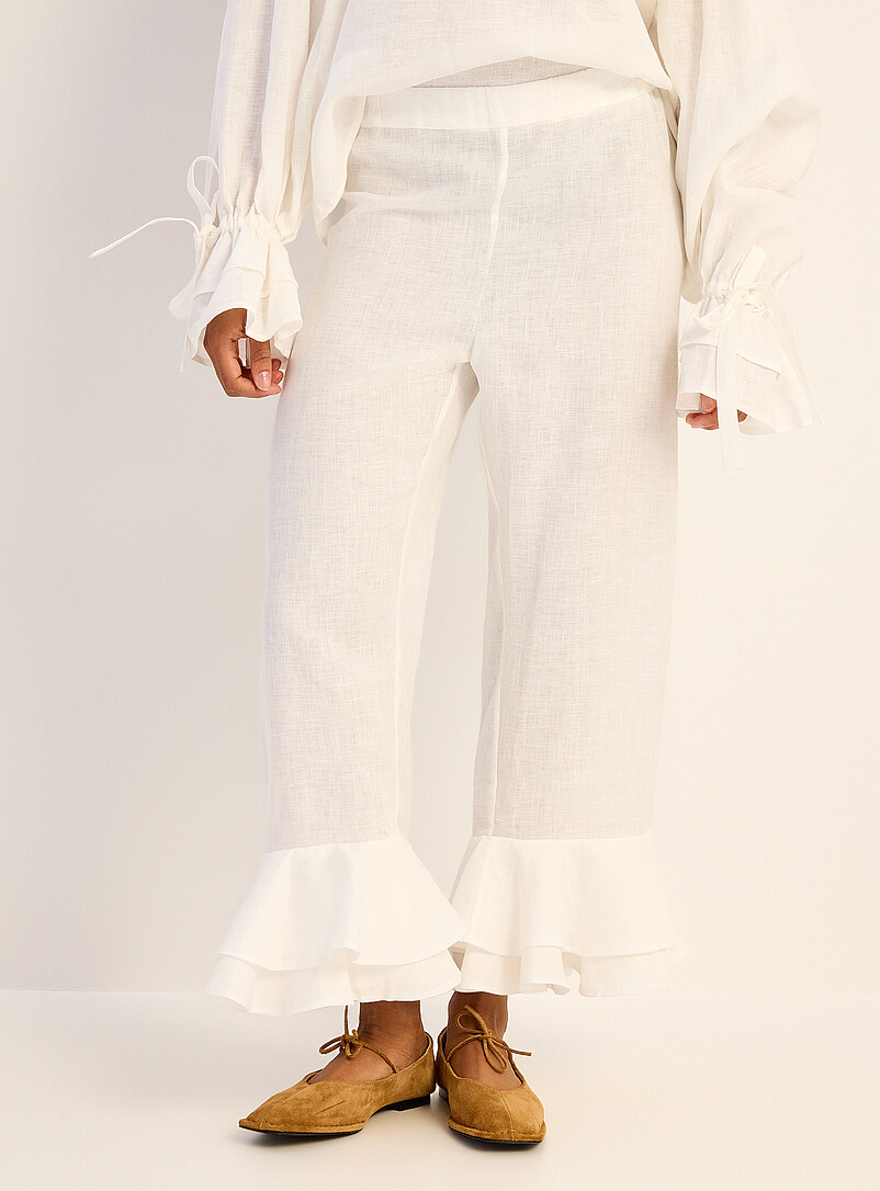 100% linen ruffled lounge pant with scarf | Sleeper | Shop Women's